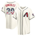 A.Diamondbacks #20 Luis Gonzalez Player Cream USA 250 Fourth of July Home Game Gdoa250Ys Stitched Jerseys