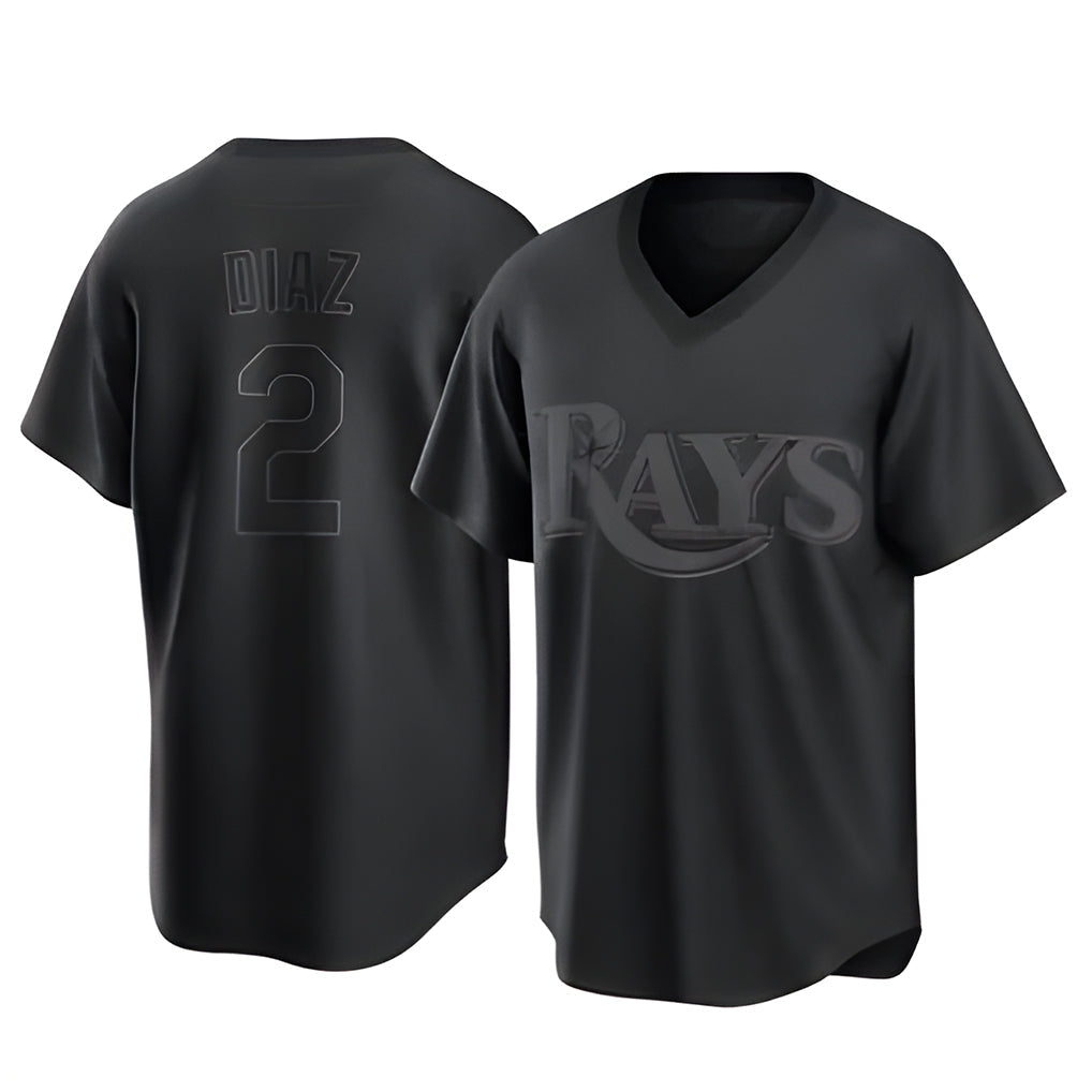 T.Bay Rays #2 Yandy Diaz Player Black Home Game Stitched Jerseys