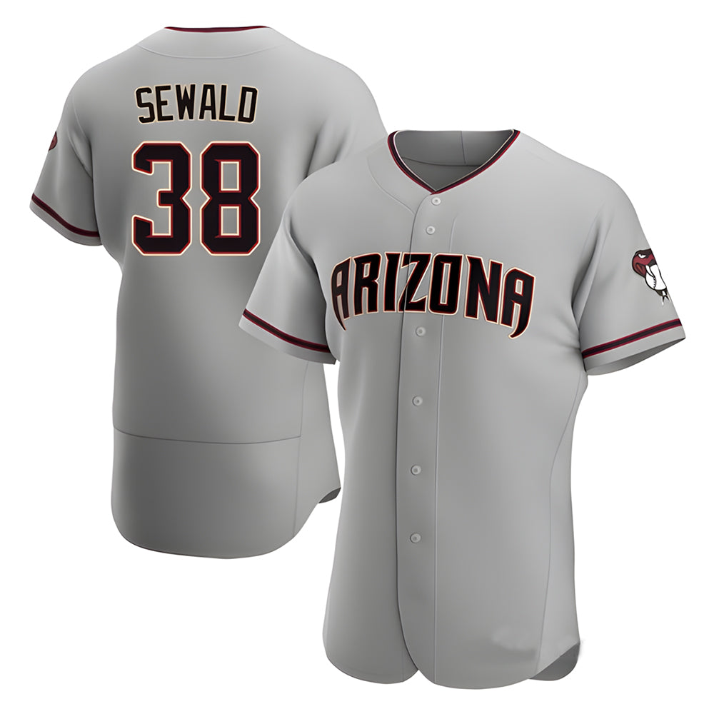 A.Diamondbacks #38 Paul Sewald Player Gray Authentic Road Stitched Jersey