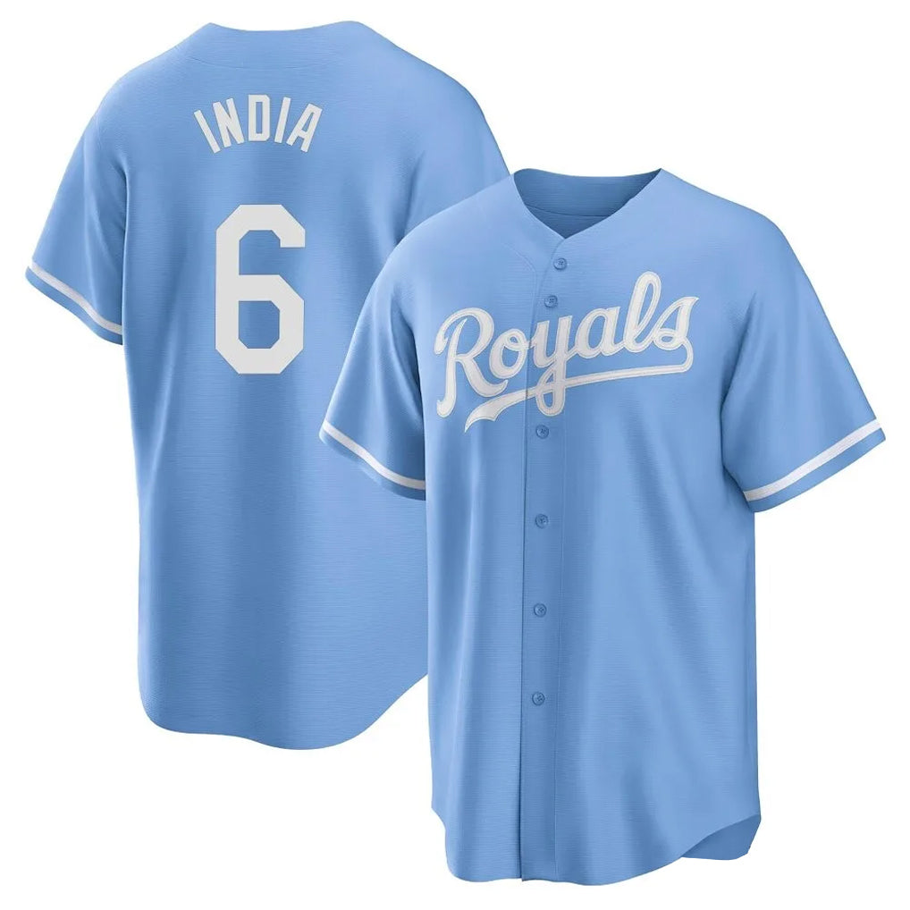 KC.Royals #6 Jonathan India Player Light Blue Home Game Gdoa Stitched Jerseys