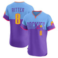 C.Rockies #8 Ryan Ritter Player Purple-Light Blue City Connect Limited Elite Home T-shirt Gdoa Stitched Jerseys