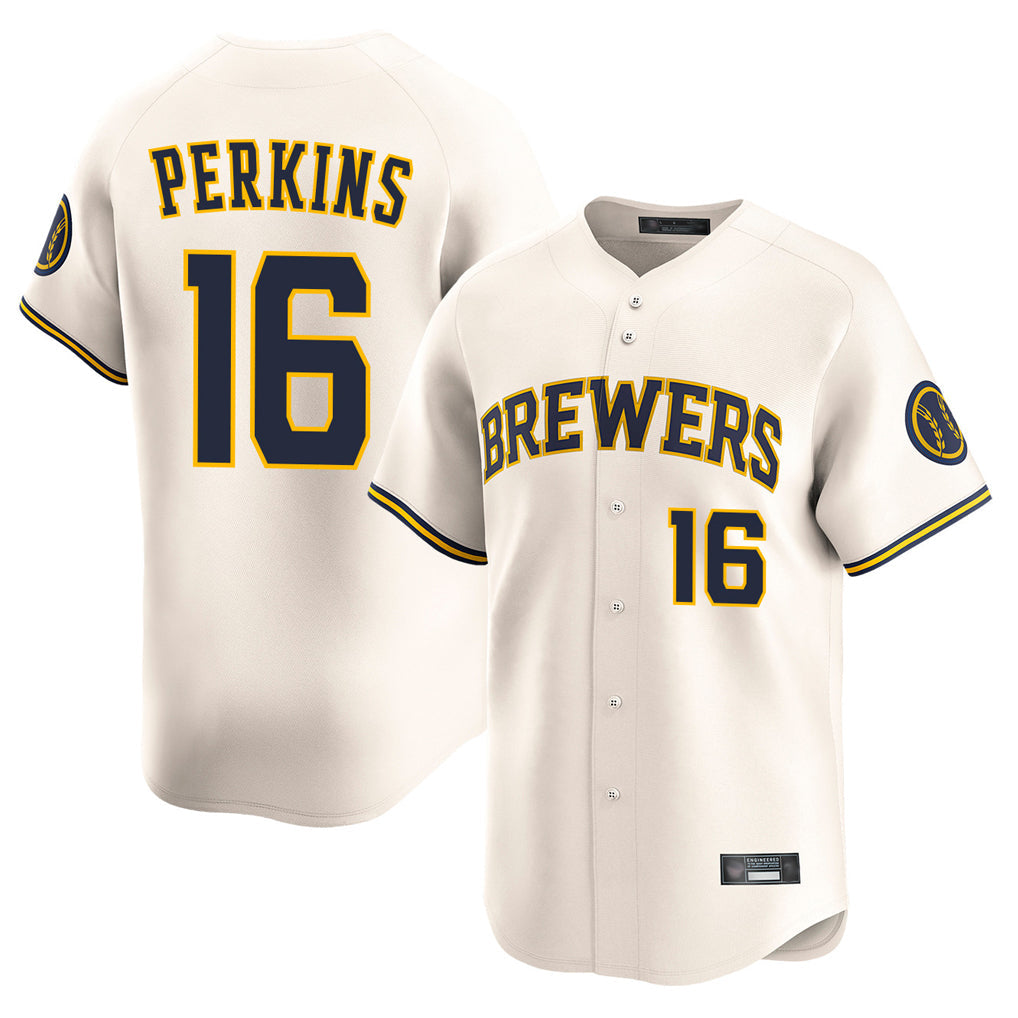 M.Brewers #16 Blake Perkins Player Cream Home Limited Game Gdoa Stitched Jerseys