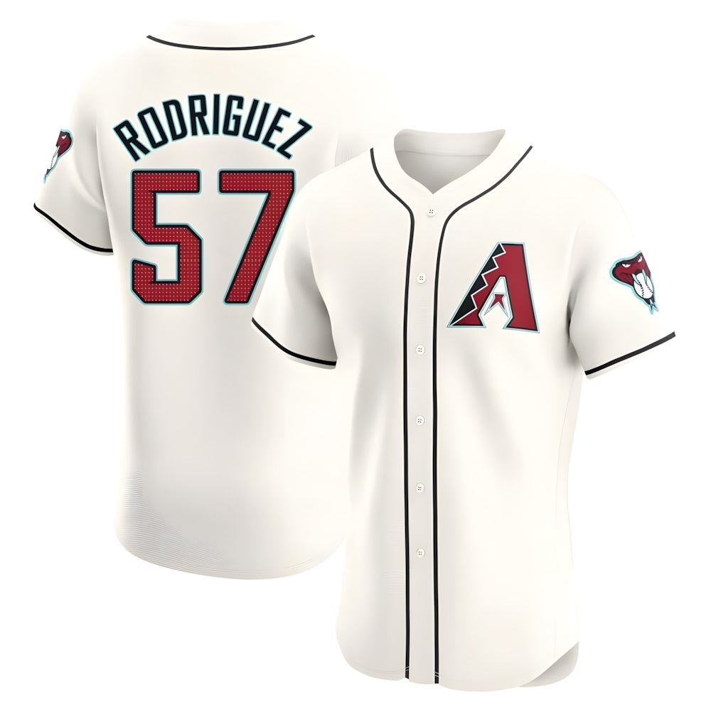 A.Diamondbacks #57 Eduardo Rodriguez Player Cream Elite Home Stitched Jersey
