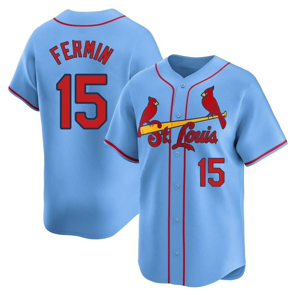 St. Louis Cardinals #15 Jose Fermin Player Light Blue Home Limited Gdoa Stitched Jerseys