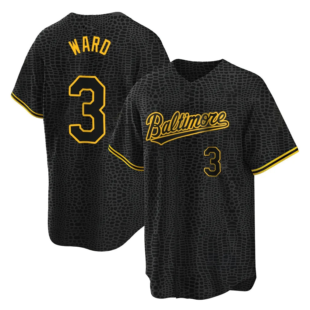 B.Orioles #3 Taylor Ward Player Black Snake Skin City Home Game Gdoa Stitched Jerseys