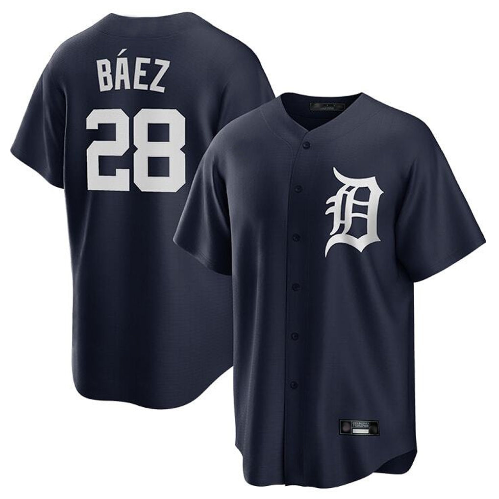 D.Tigers #28 Javier B¨¢ez Player Navy Game Home Gdoa Stitched Jerseys