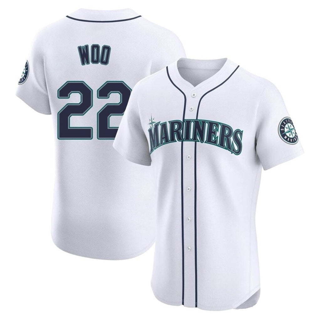 S.Mariners #22 Bryan Woo Player White Home Limited Elite Stitched Jerseys