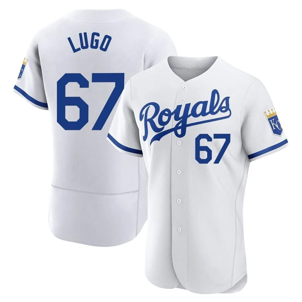 KC.Royals #67 Seth Lugo Player White Limited Elite Home Game Gdoa Stitched Jerseys