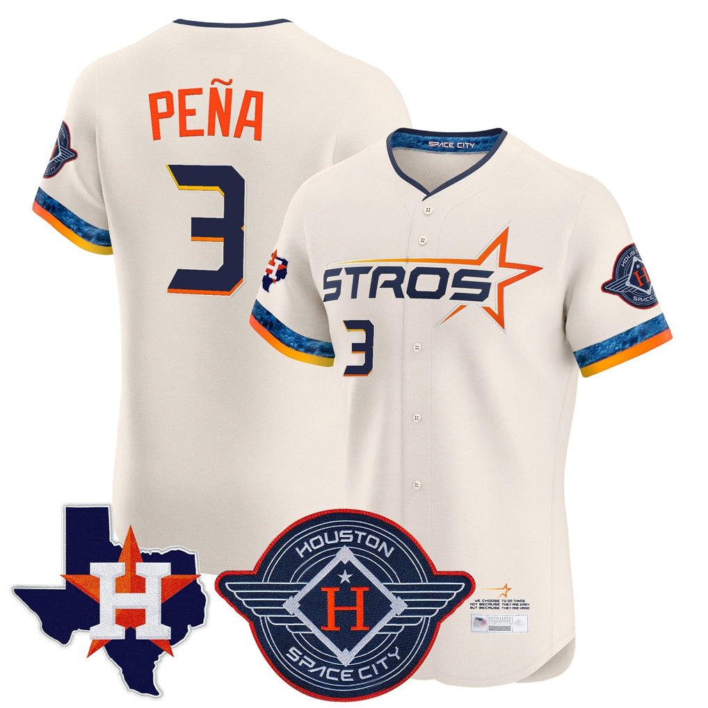 H.Astros #3 Jeremy Pena Player Cream City Connect Texas Patch Vapor Premier Limited Elite Home Gdoa Stitched Jerseys