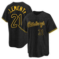 P.Pirates #21 Roberto Clemente Player Black Snake Skin City Home Limited Stitched Jerseys
