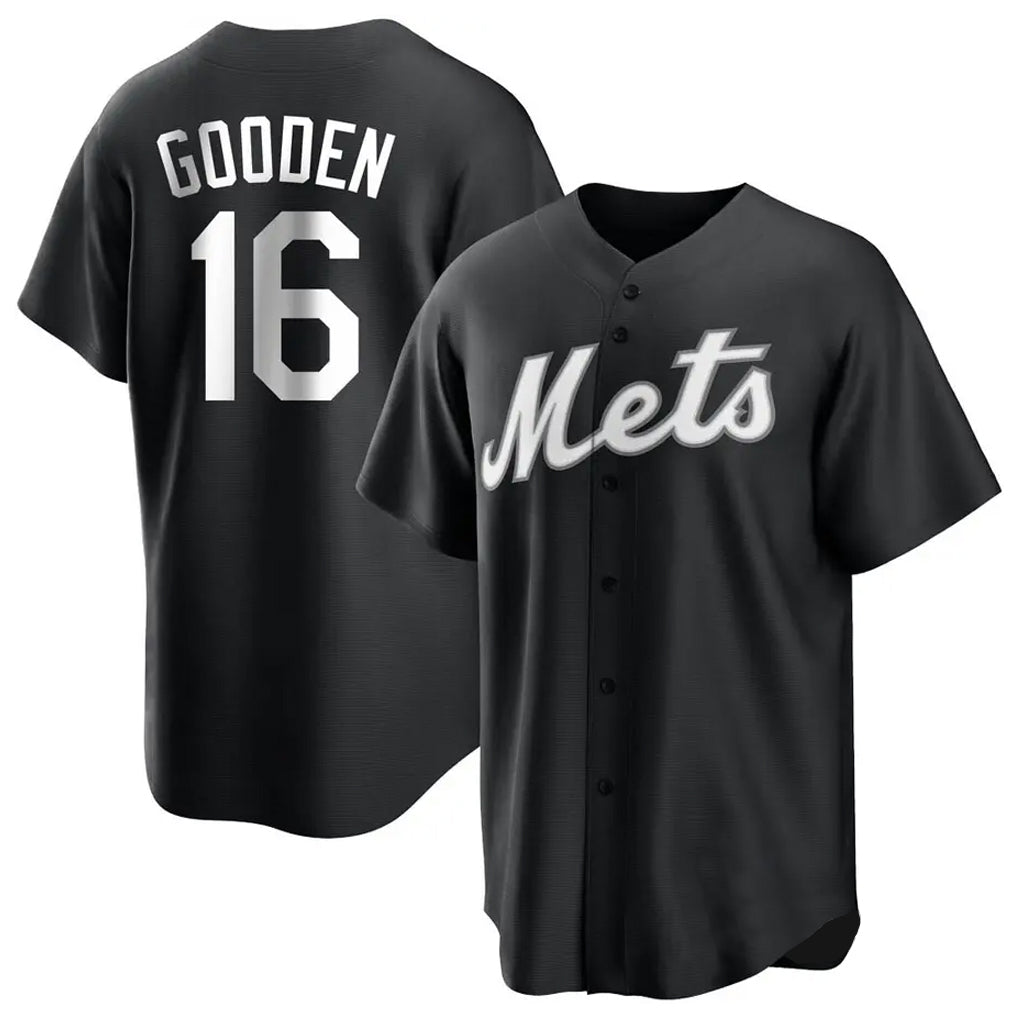 NY.Mets #16 Dwight Gooden Player Black Home Game Gdoa Stitched Jerseys