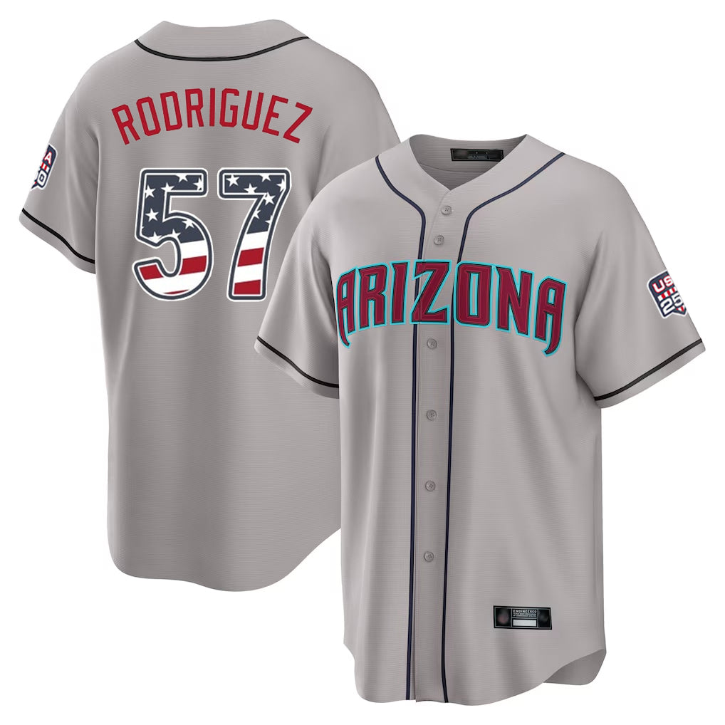 A.Diamondbacks #57 Eduardo Rodriguez Player Gray USA 250 Fourth of July Home Game Gdoa250Ys Stitched Jerseys