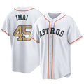 H.Astros #45 Tatsuya Imai Player Gold Collection Game Home Gdoa Stitched Jerseys