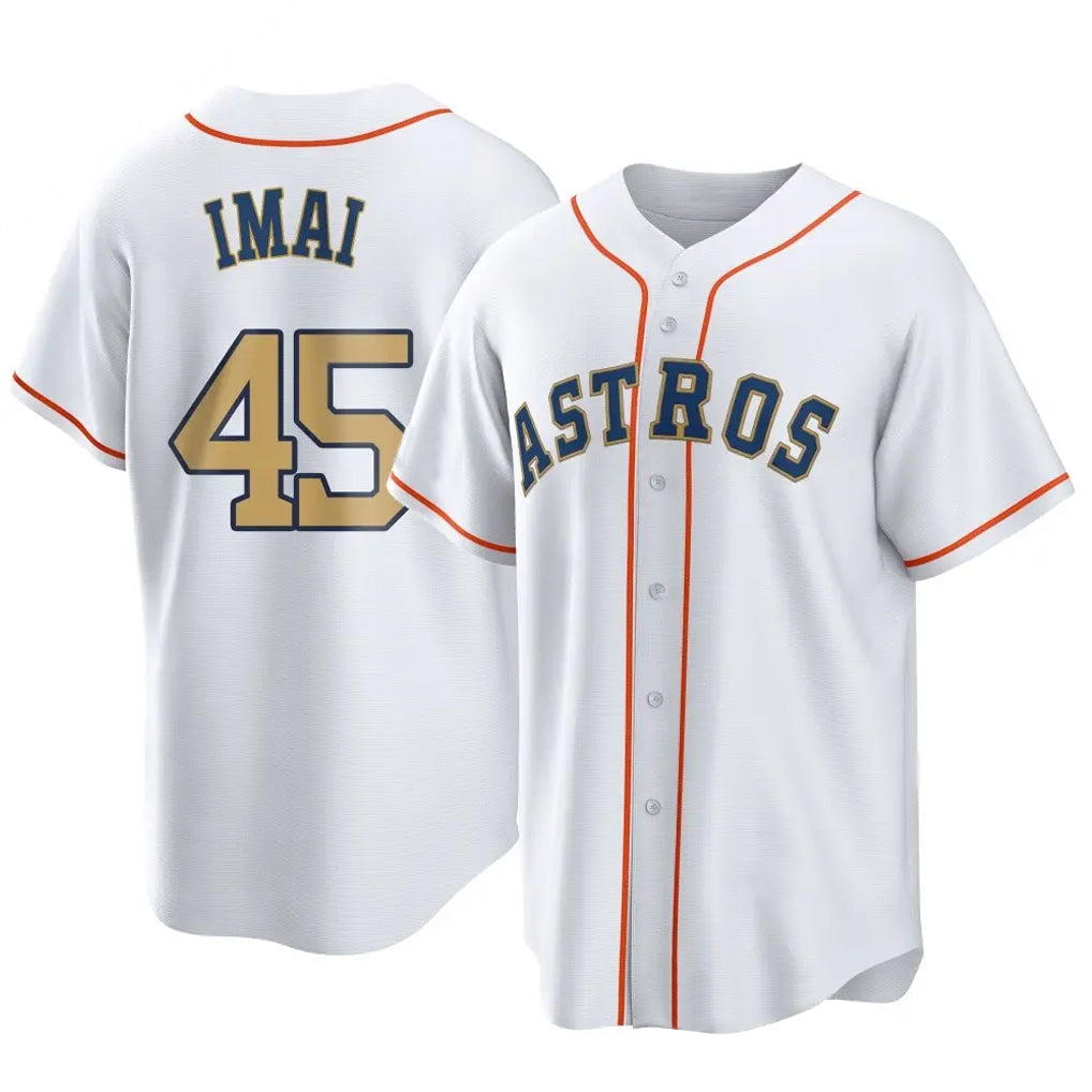 H.Astros #45 Tatsuya Imai Player Gold Collection Game Home Gdoa Stitched Jerseys