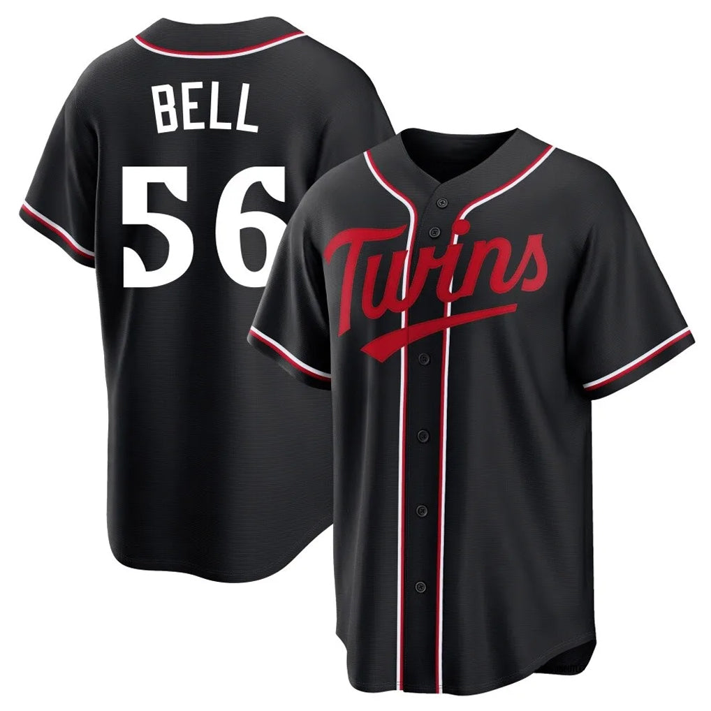 M.Twins #56 Josh Bell Player Black Fashion Out Home Limited Gdoa Stitched Jerseys
