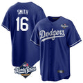 LA.Dodgers #16 Will Smith Player Royal World Series Game Gdoa Stitched Jerseys