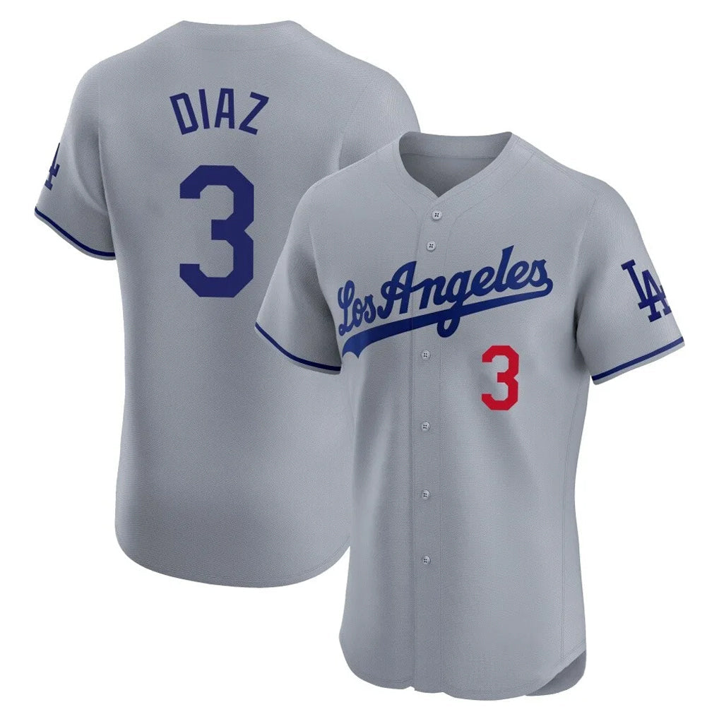 LA.Dodgers #3 Edwin D¨ªaz Player Gray Limited Elite Home Gdoa Stitched Jerseys