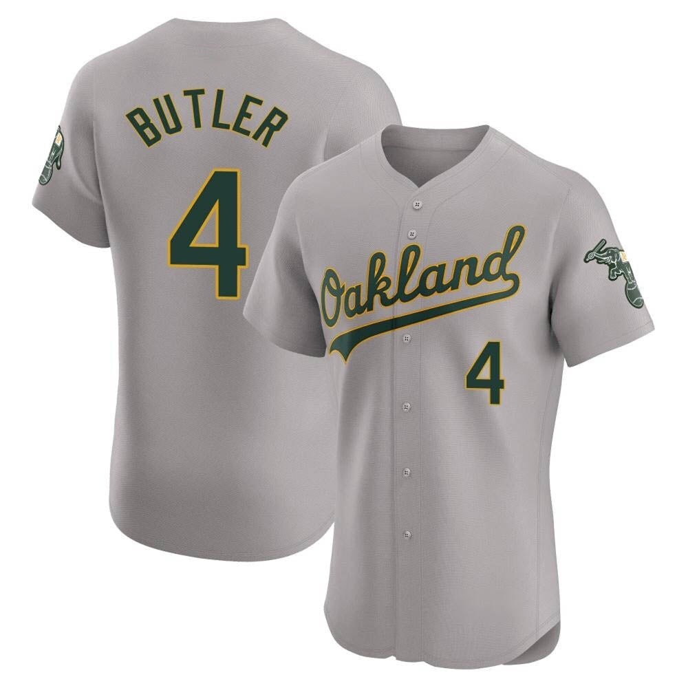 Athletics #4 Lawrence Butler player Gray Elite Road Stitched Jersey
