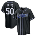 LA.Dodgers #50 Mookie Betts Player Black Carbon Limited Home Gdoa Stitched Jerseys