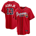 A.Braves #13 Ronald Acuna Jr Player Red Home Game Gdoa Stitched Jerseys