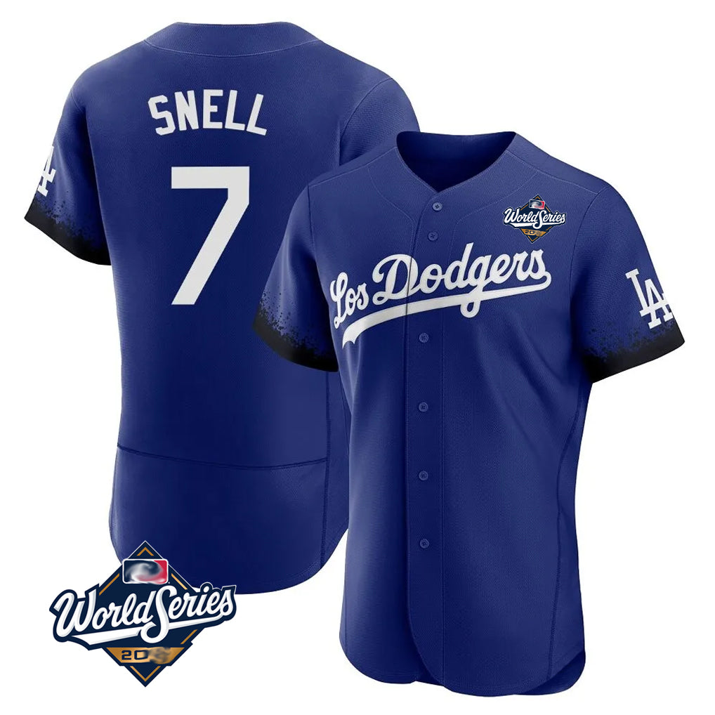 LA.Dodgers #7 Blake Snell Player Royal City Connect Elite World Series Home Gdoa Stitched Jerseys