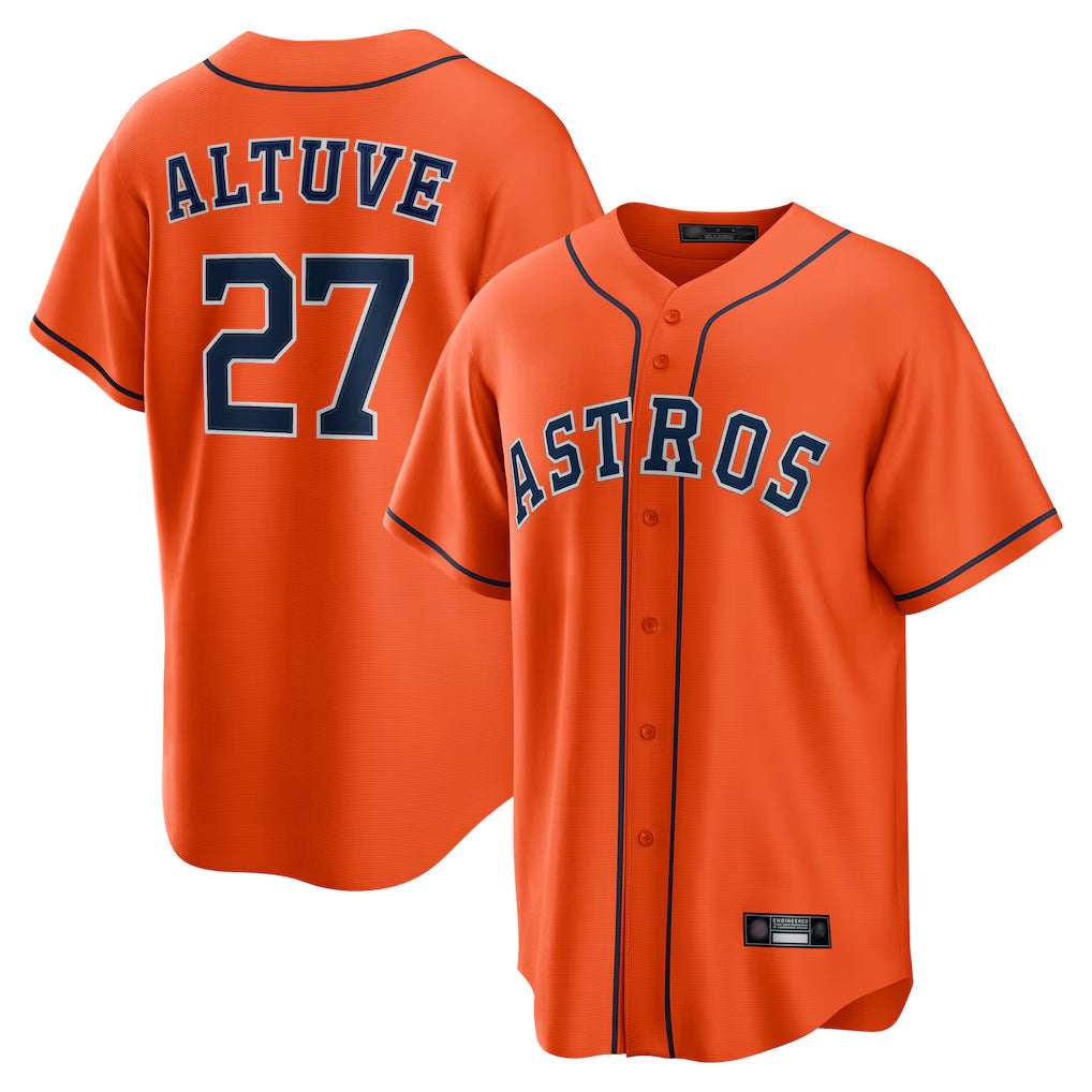H.Astros #27 Jose Altuve Player Orange Home Game Gdoa Stitched Jerseys