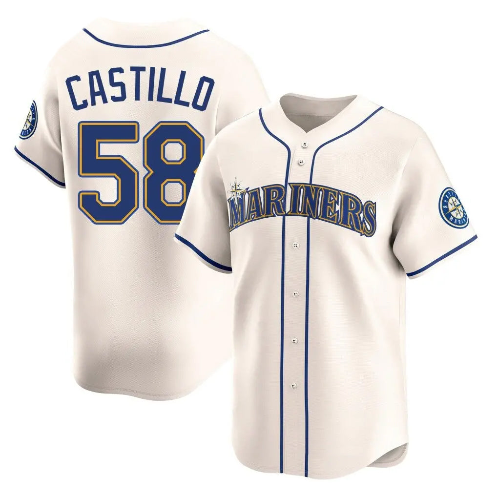 S.Mariners #58 Luis Castillo Player Cream Home Limited Stitched Jerseys