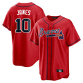 A.Braves #10 Chipper Jones Player Red Home Game Gdoa Stitched Jerseys