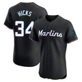 M.Marlins #34 Liam Hicks Player Black Vapor Home Limited Elite Gdoa Stitched Jerseys