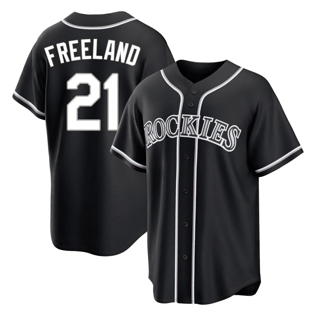 C.Rockies #21 Kyle Freeland Player Black Fashion Out Home Game Gdoa Stitched Jerseys