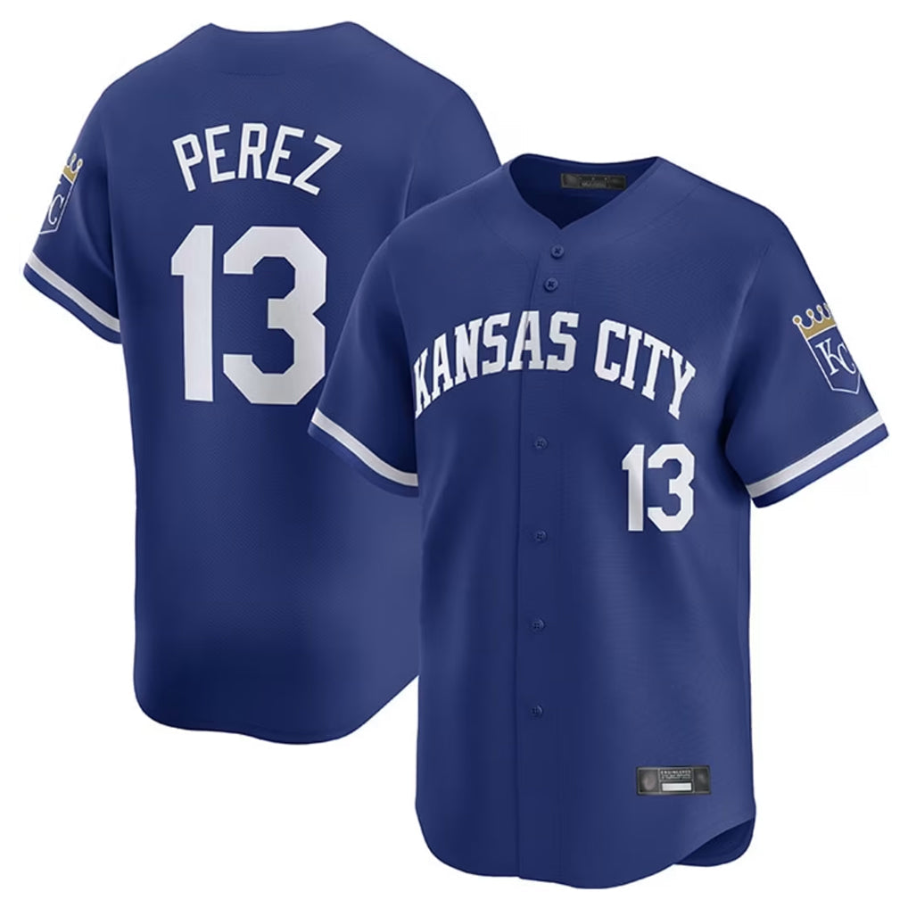 KC.Royals #13 Salvador Perez Player Royal Limited Home Gdoa Stitched Jerseys