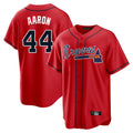 A.Braves #44 Hank Aaron Player Red Home Game Gdoa Stitched Jerseys