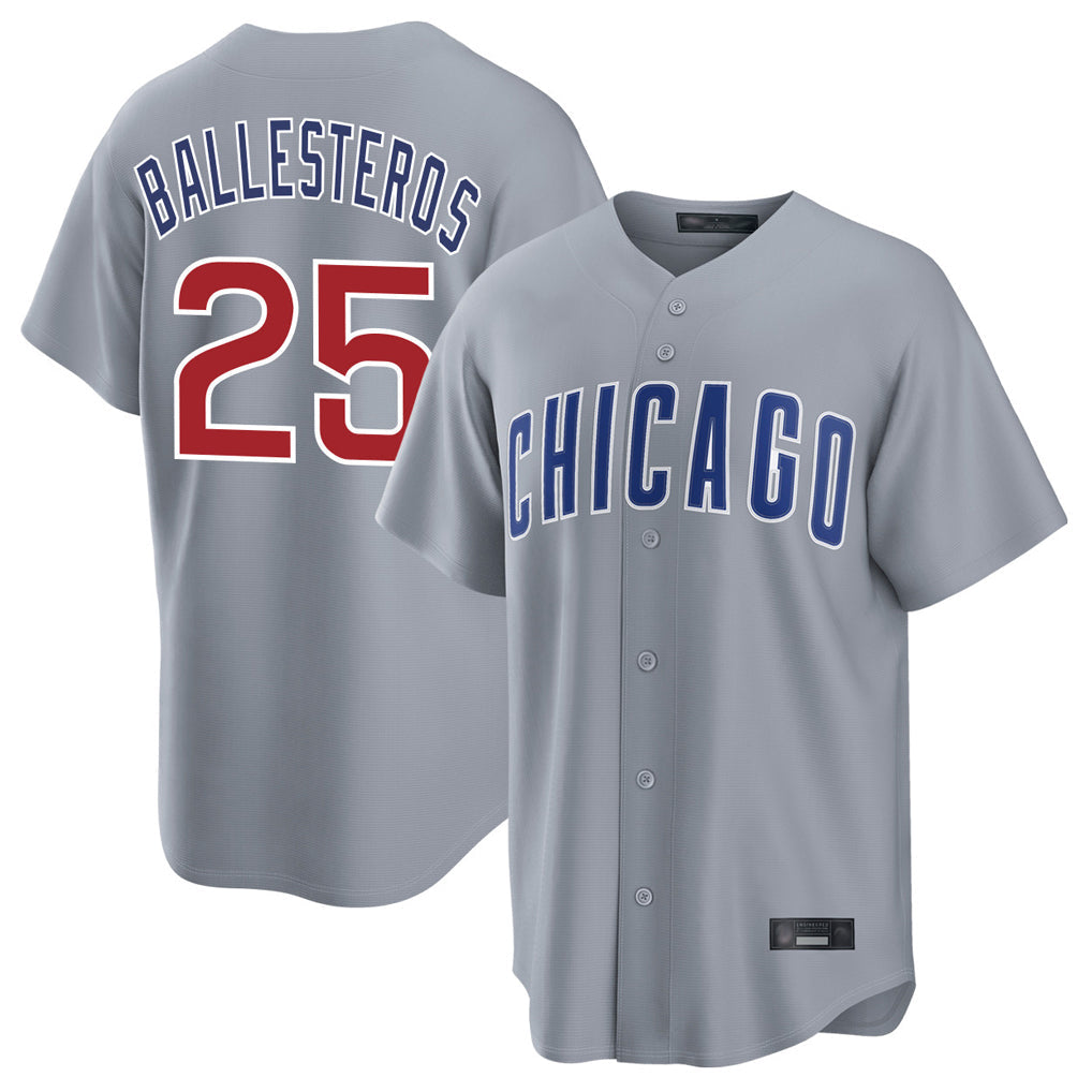 C.Cubs #25 Mois¨¦s Ballesteros Player Gray Home Game Gdoa Stitched Jerseys