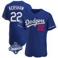 LA.Dodgers #22 Clayton Kershaw Player Royal World Series Meet Limited Elite Home Gdoa Stitched Jerseys