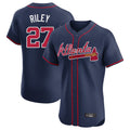 A.Braves #27 Austin Riley Player Navy Limited Elite Home Game Gdoa Stitched Jerseys