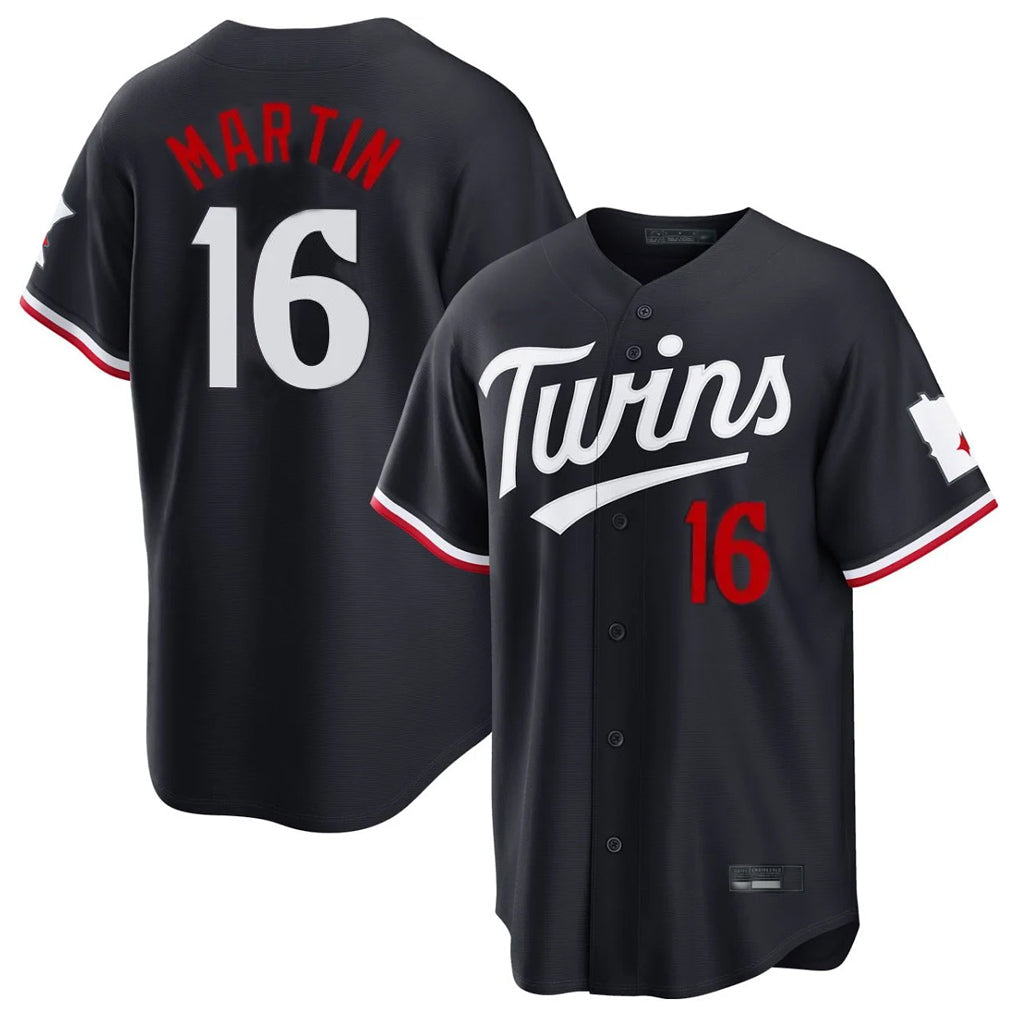 M.Twins #16 Austin Martin Player Navy Home Game Gdoa Stitched Jerseys