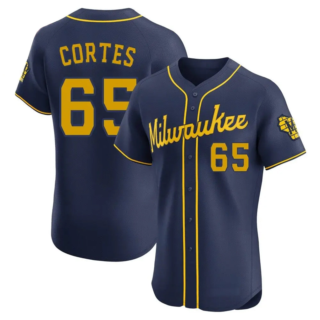 M.Brewers #65 Nestor Cortes Player Navy Home Limited Elite Gdoa Stitched Jerseys