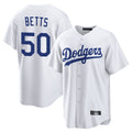 LA.Dodgers #50 Mookie Betts Player White Game Home Gdoa Stitched Jerseys