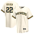 M.Brewers #22 Christian Yelich Player Cream Home Game Gdoa Stitched Jerseys