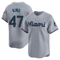 M.Marlins #47 John King Player Gray  Home Limited Gdoa Stitched Jerseys