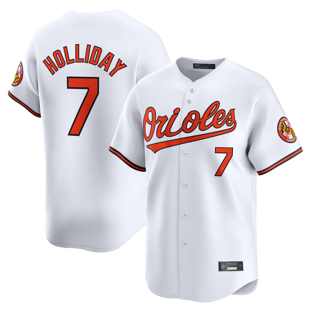 B.Orioles #7 Jackson Holliday Player White Limited Home Game Gdoa Stitched Jerseys