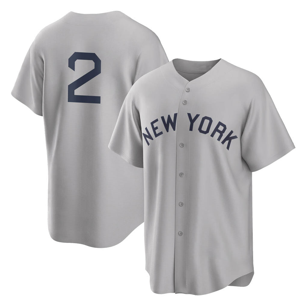 NY.Yankees #2 Derek Jeter Player Gray Field of Dreams Game Gdoa Stitched Jerseys