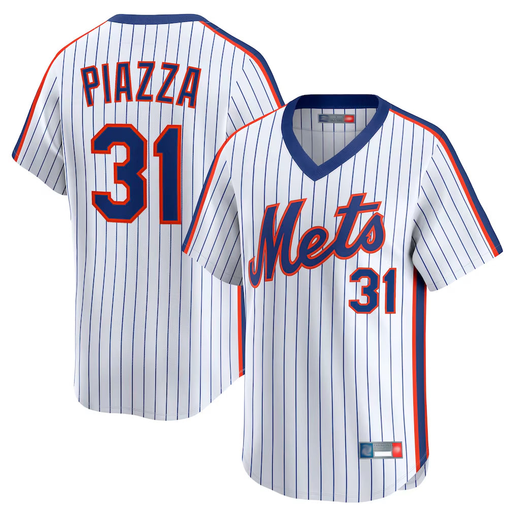 NY.Mets #31 Mike Piazza Player White Cooperstown Collection T-shirt Game Gdoa Stitched Jerseys