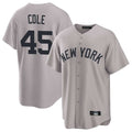 NY.Yankees #45 Gerrit Cole Player Gray Game Home Gdoa Stitched Jerseys