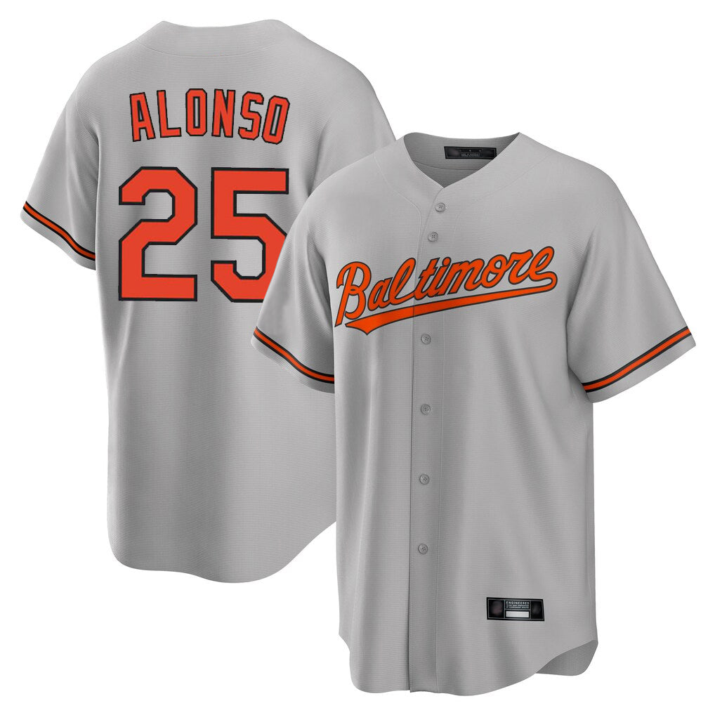 B.Orioles #25 Pete Alonso Player Gray Home Game Gdoa Stitched Jerseys