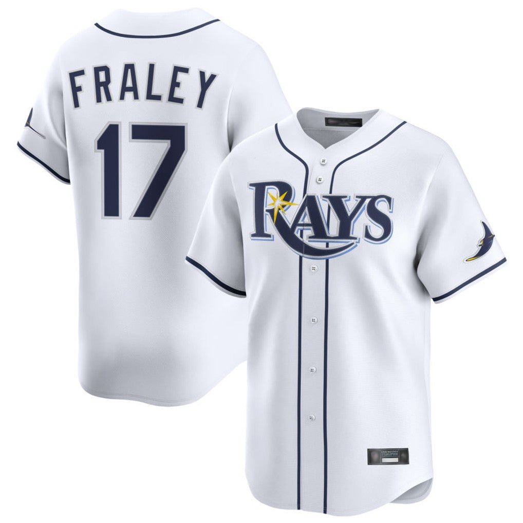 T.Bay Rays #17 Jake Fraley Player White Home Limited Stitched Jerseys