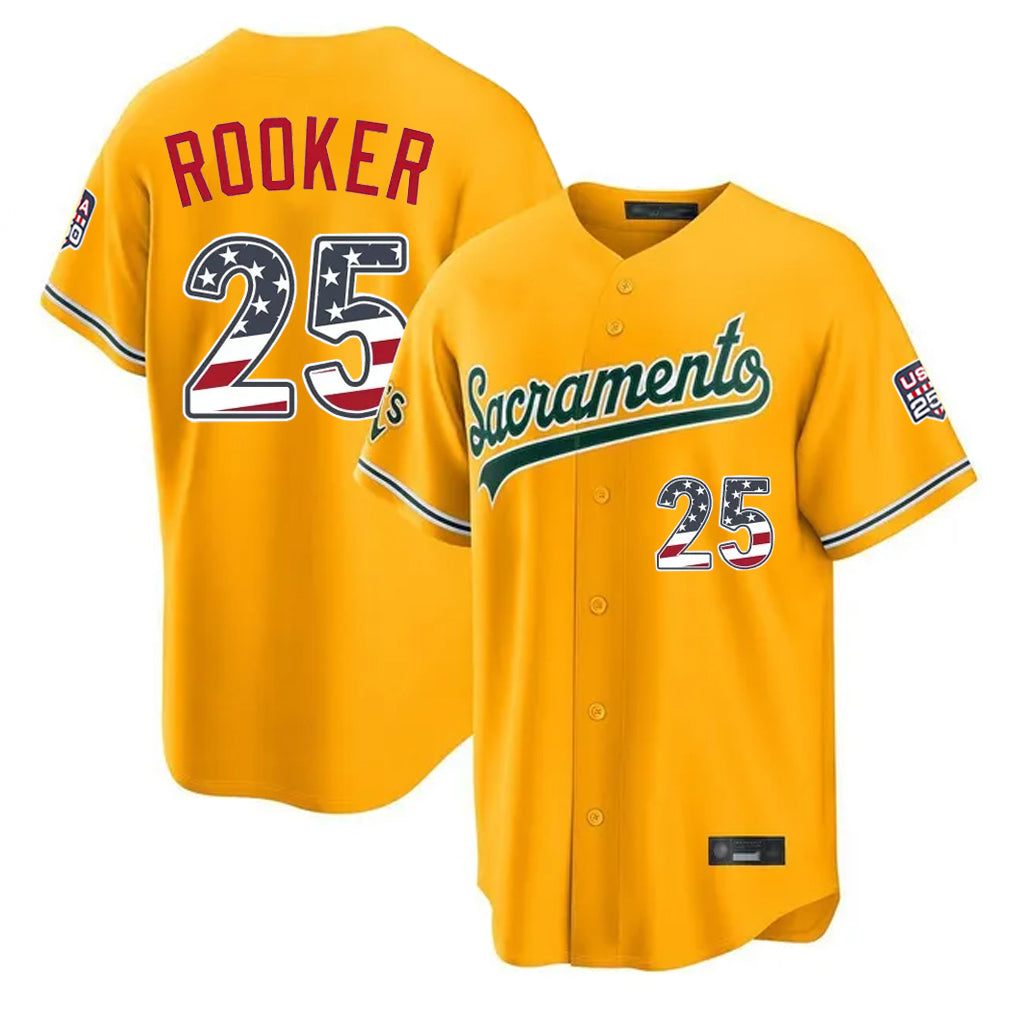 Athletics #25 Brent Rooker Player Gold USA 250 Fourth of July Home Game Gdoa250Ys Stitched Jerseys