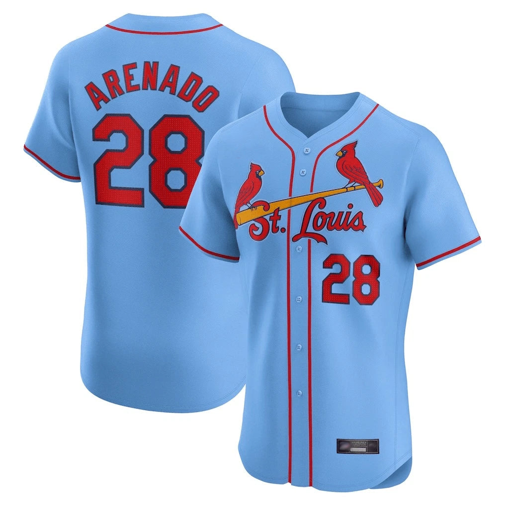 St. Louis Cardinals #28 Nolan Arenado Player Light Blue Home Limited Elite Stitched Jerseys