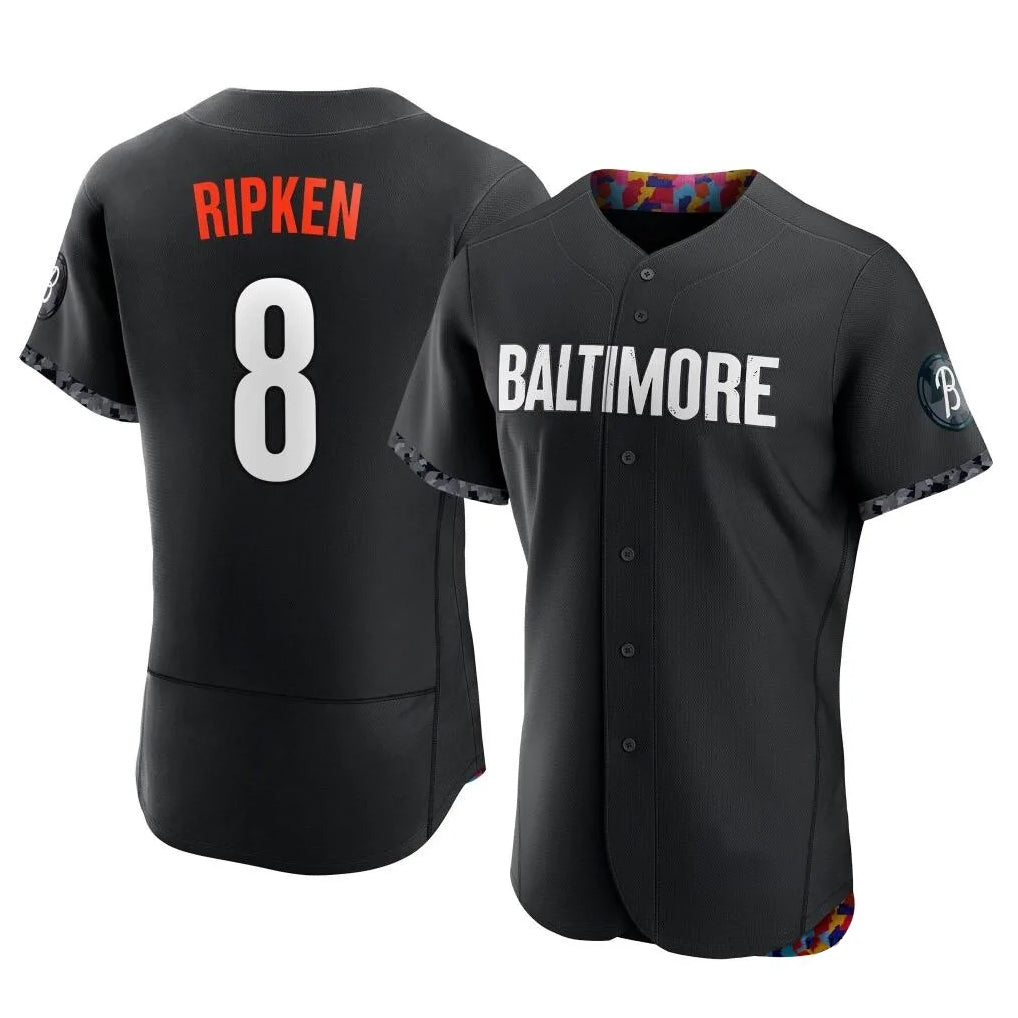 B.Orioles #8 Cal Ripken Player Black City Connect Limited Elite Home Game Gdoa Stitched Jerseys