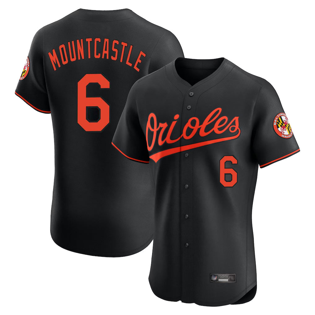 B.Orioles #6 Ryan Mountcastle Player Black Limited Elite Home Game Gdoa Stitched Jerseys